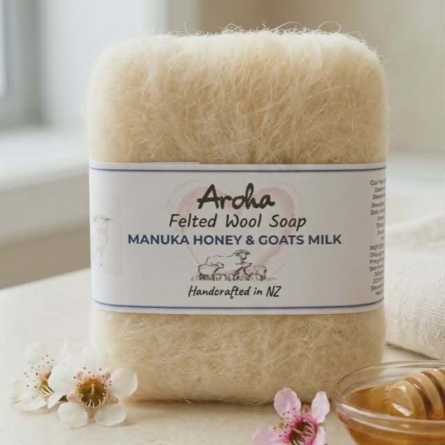 rose aroha felted soap